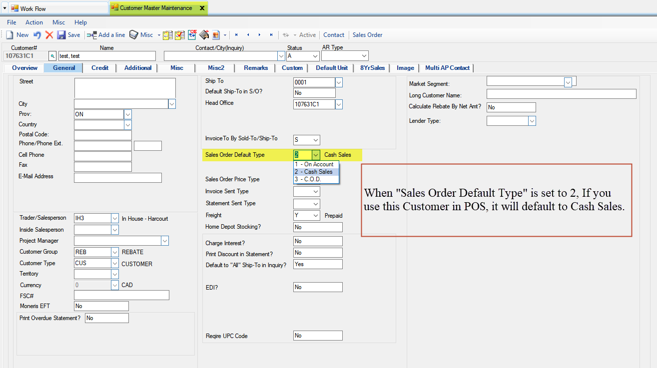 Set Sales Order Default Type
