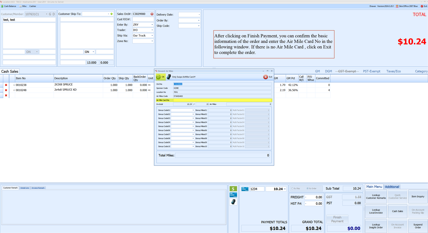 Finish Payment process
