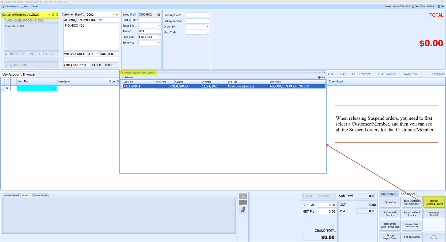 Release Suspend Order