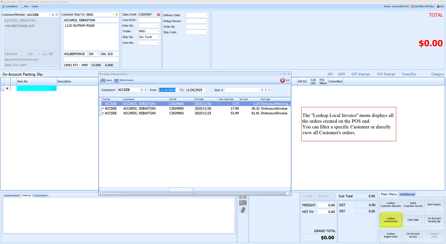 Lookup Local Invoice