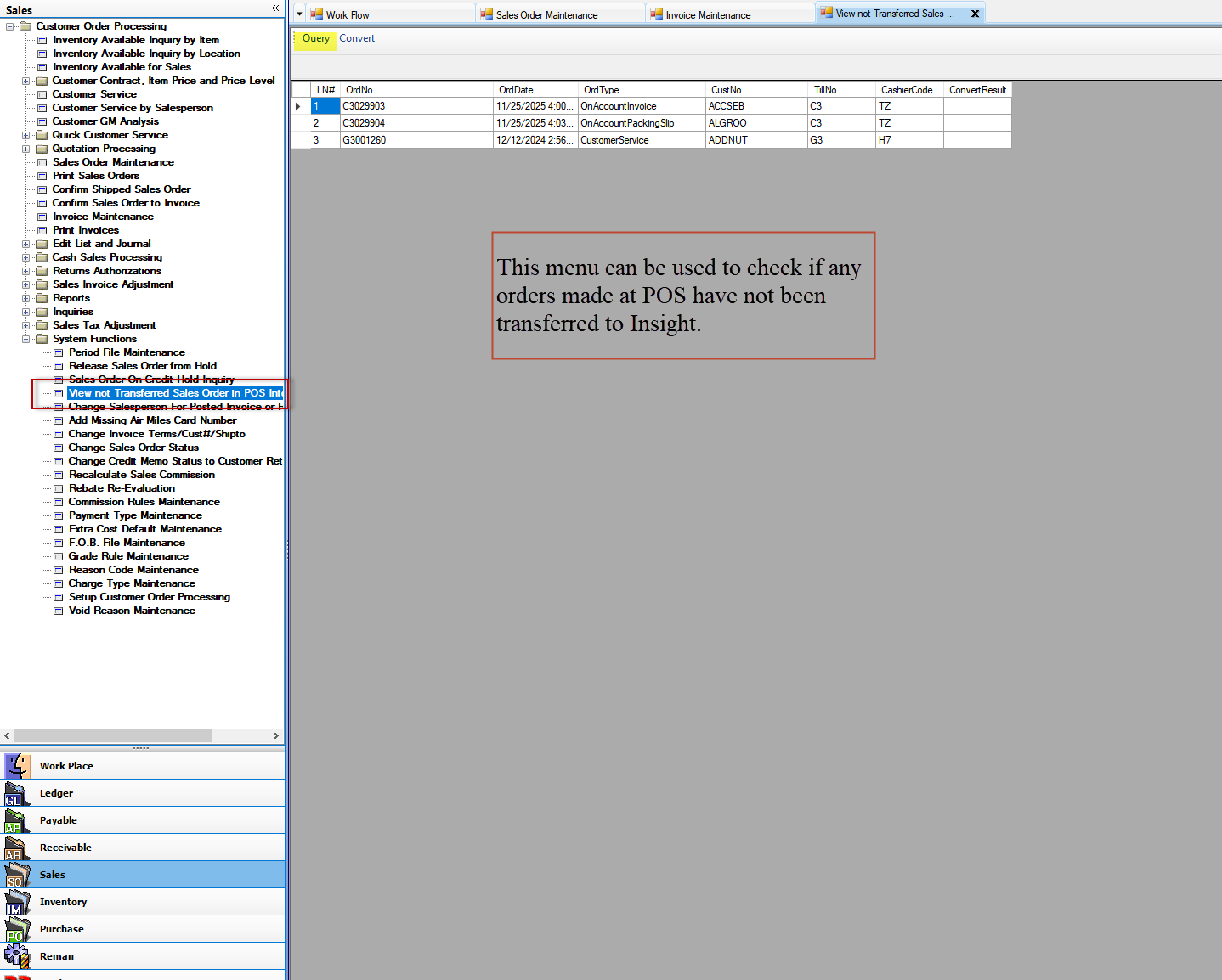 View not Transfer SO in POS