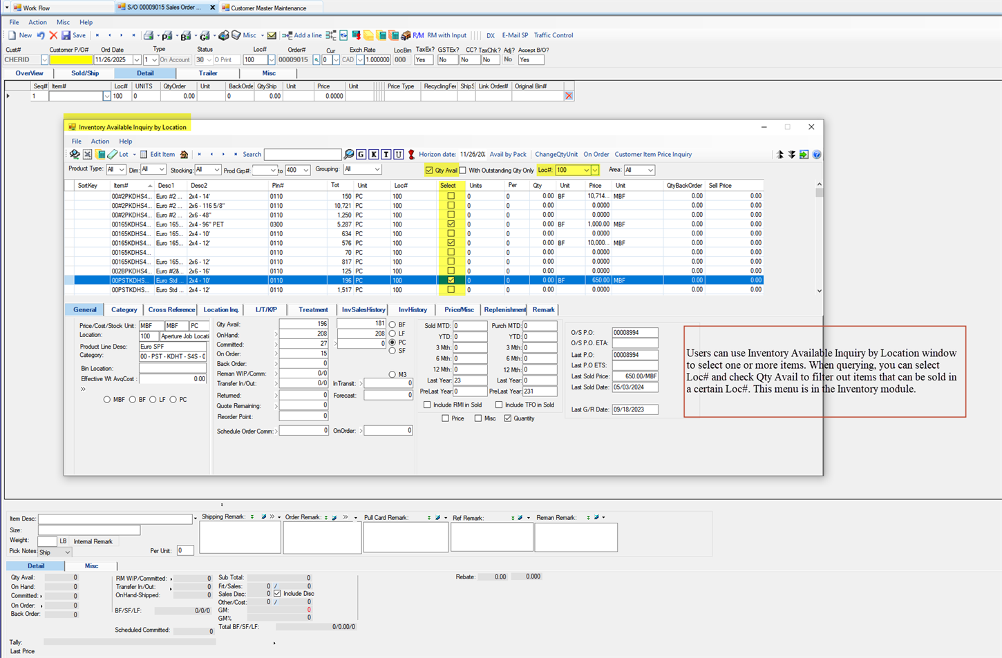 Sales Order Maintenance Detail tab - Enter the Items