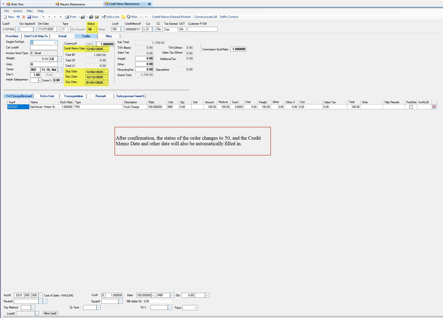 Credit Memo Maintenance