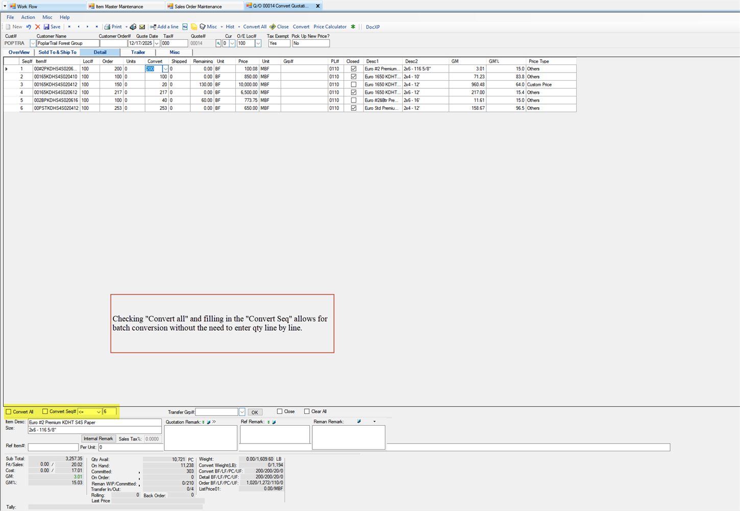 Convert Quotation Maintenance - Convert All function
