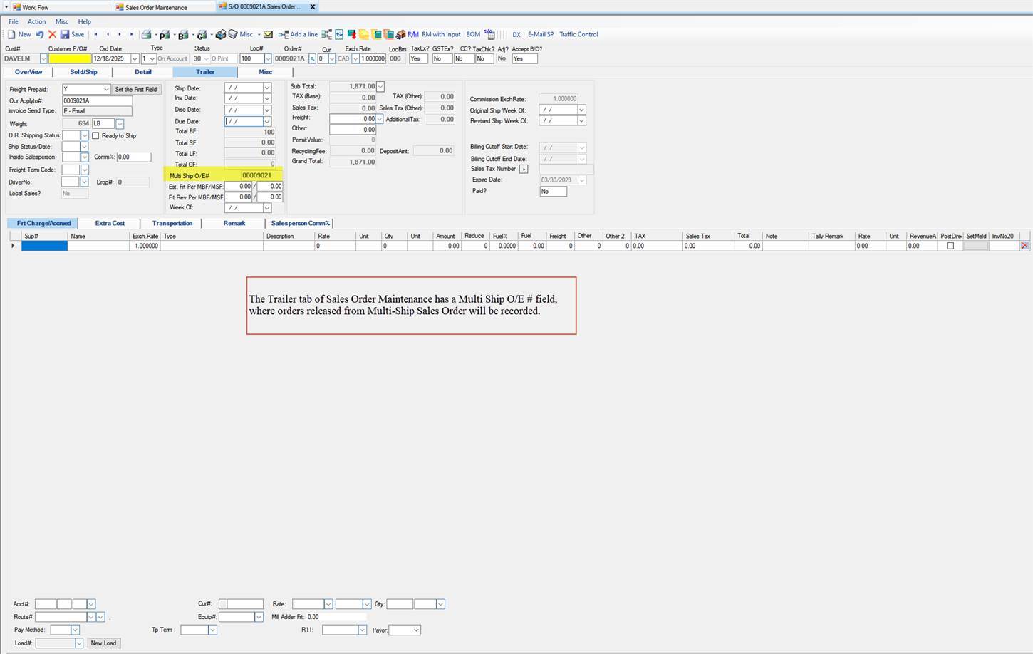 Release Multi-Ship Sales Order