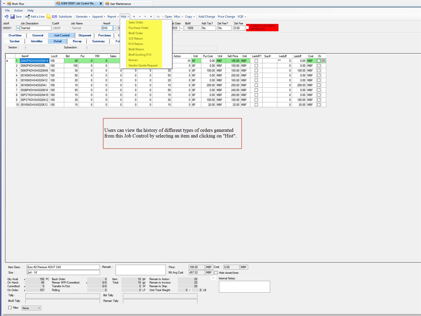Job Control Maintenance - Hist