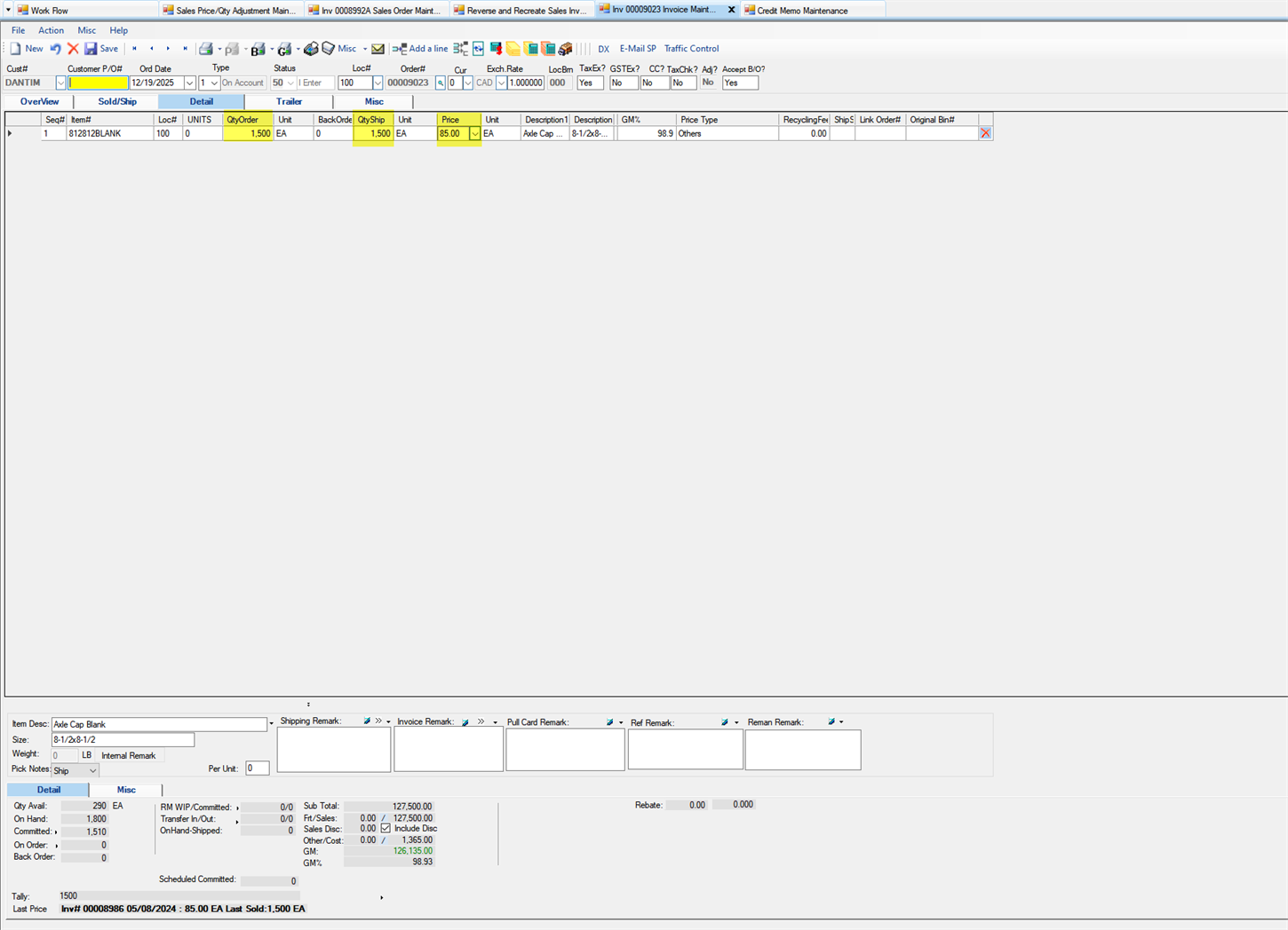 Reverse and Recreate Sales Invoice - New Invoice