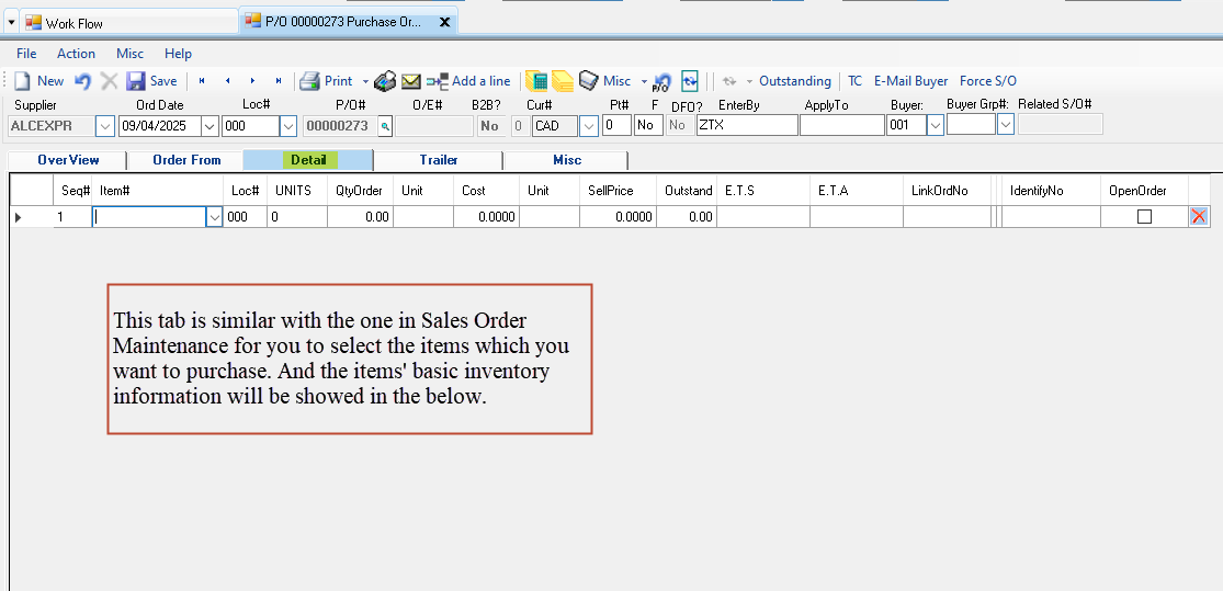 Purchase Order Maintenance