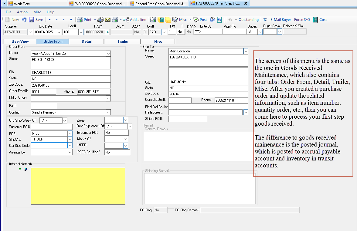 Goods Received Maintenance