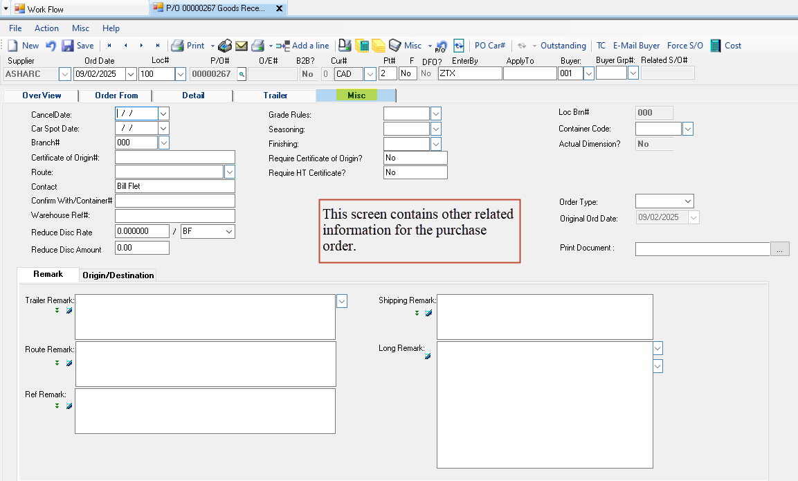 Goods Received Maintenance