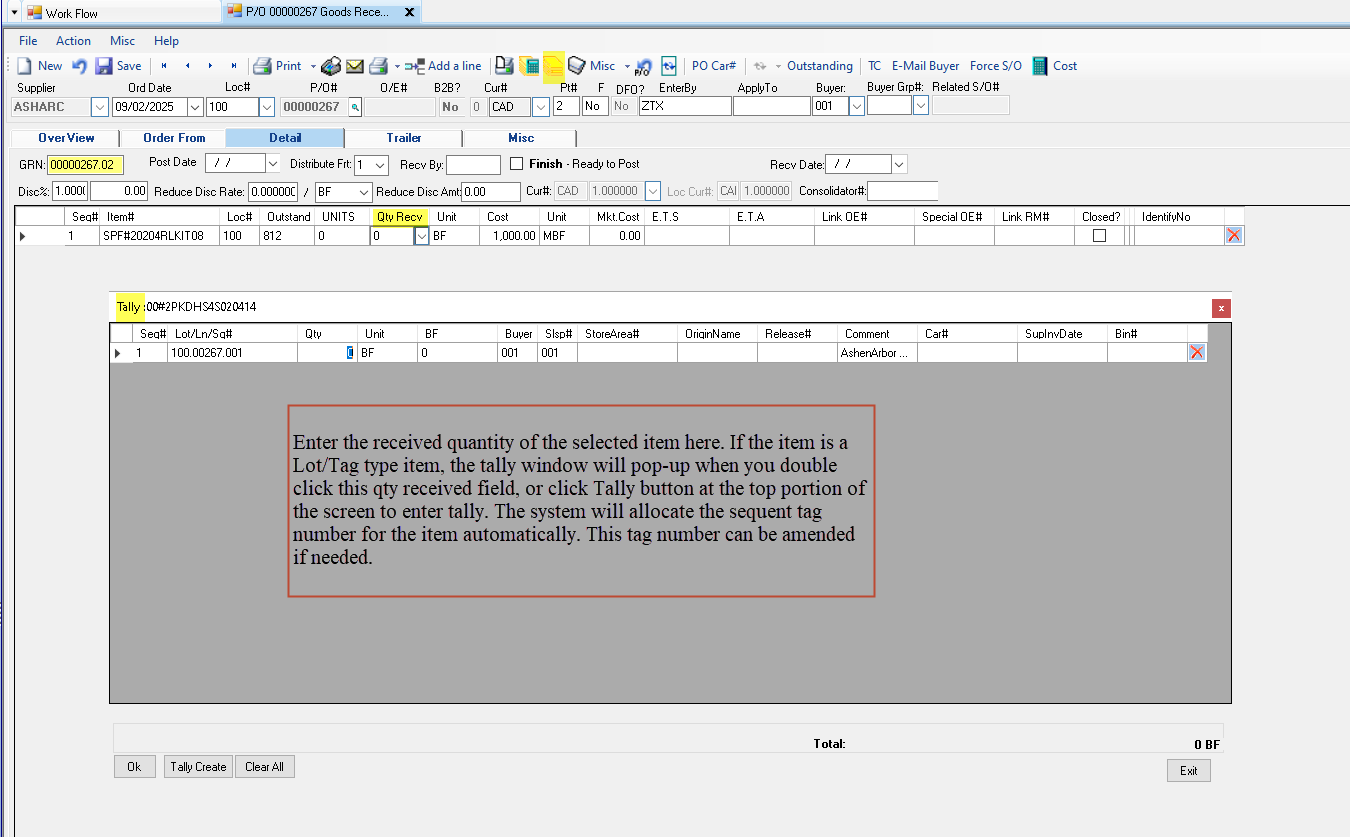 Goods Received Maintenance