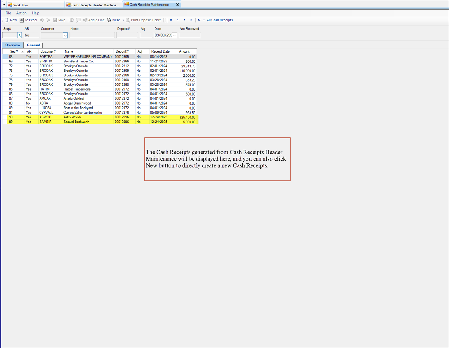 Cash Receipts Header Maintenance - Generate Cash Receipts