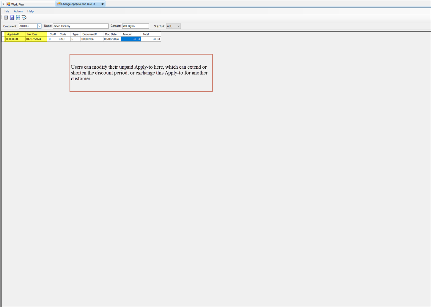 Change Apply-to and Due Date