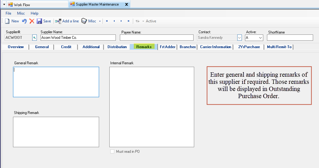 Supplier Master Maintenance