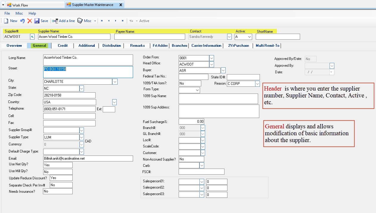 Supplier Master Maintenance