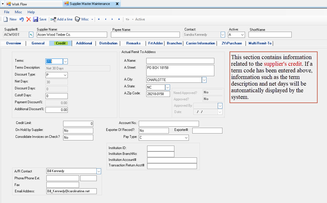 Supplier Master Maintenance