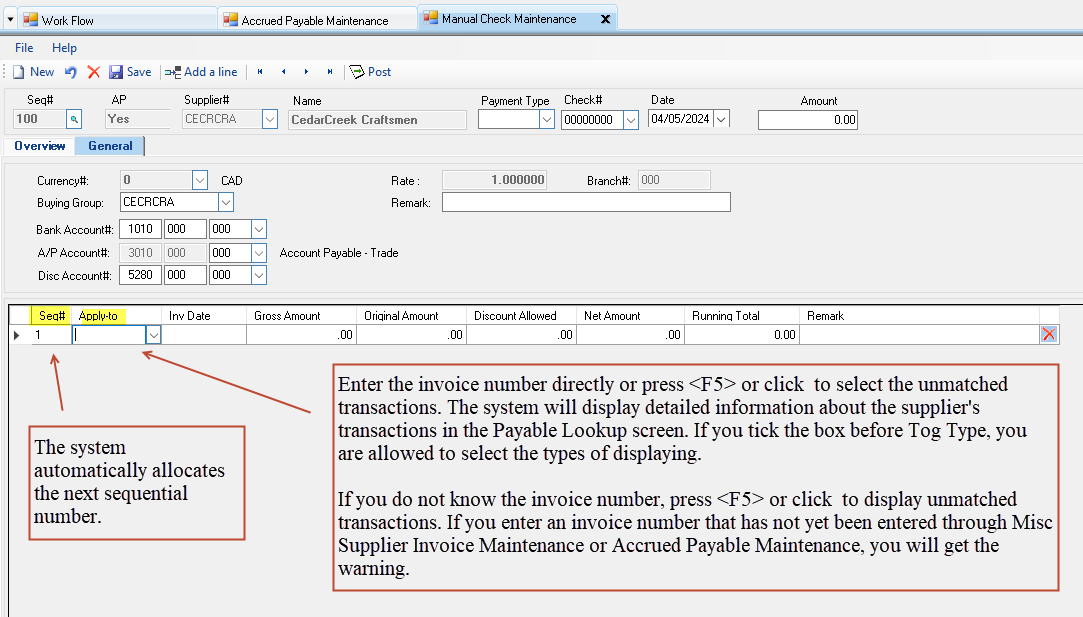 Manual Check Maintenance